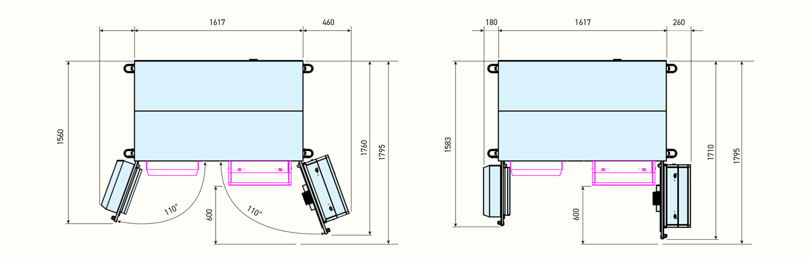 扉を開いた時の寸法