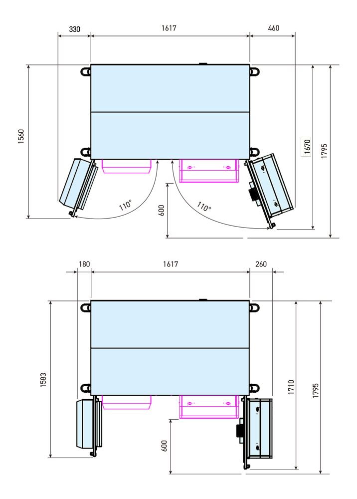 BLPの外形寸法と離隔距離